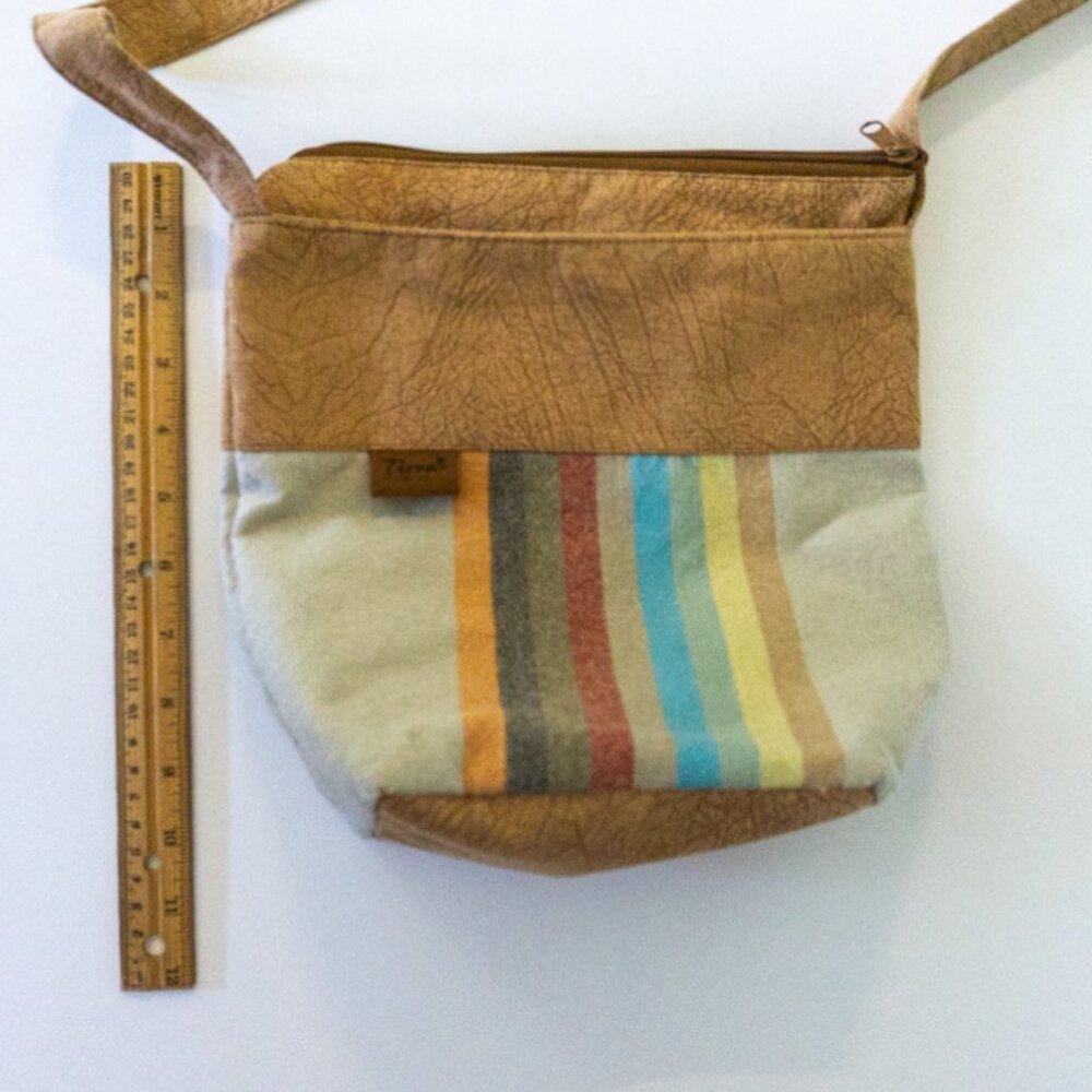 Terra Multicolored Striped Women's Bag with Decorative Pendants 10"x10" Soft